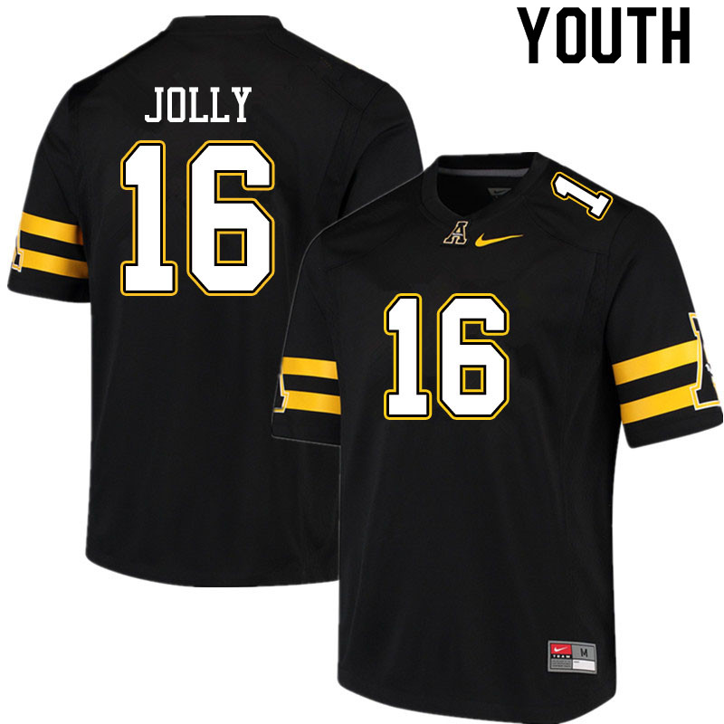 Youth #16 Shaun Jolly Appalachian State Mountaineers College Football Jerseys Sale-Black - Click Image to Close
